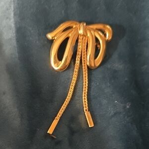 Monet Gold Textured Bow Brooch